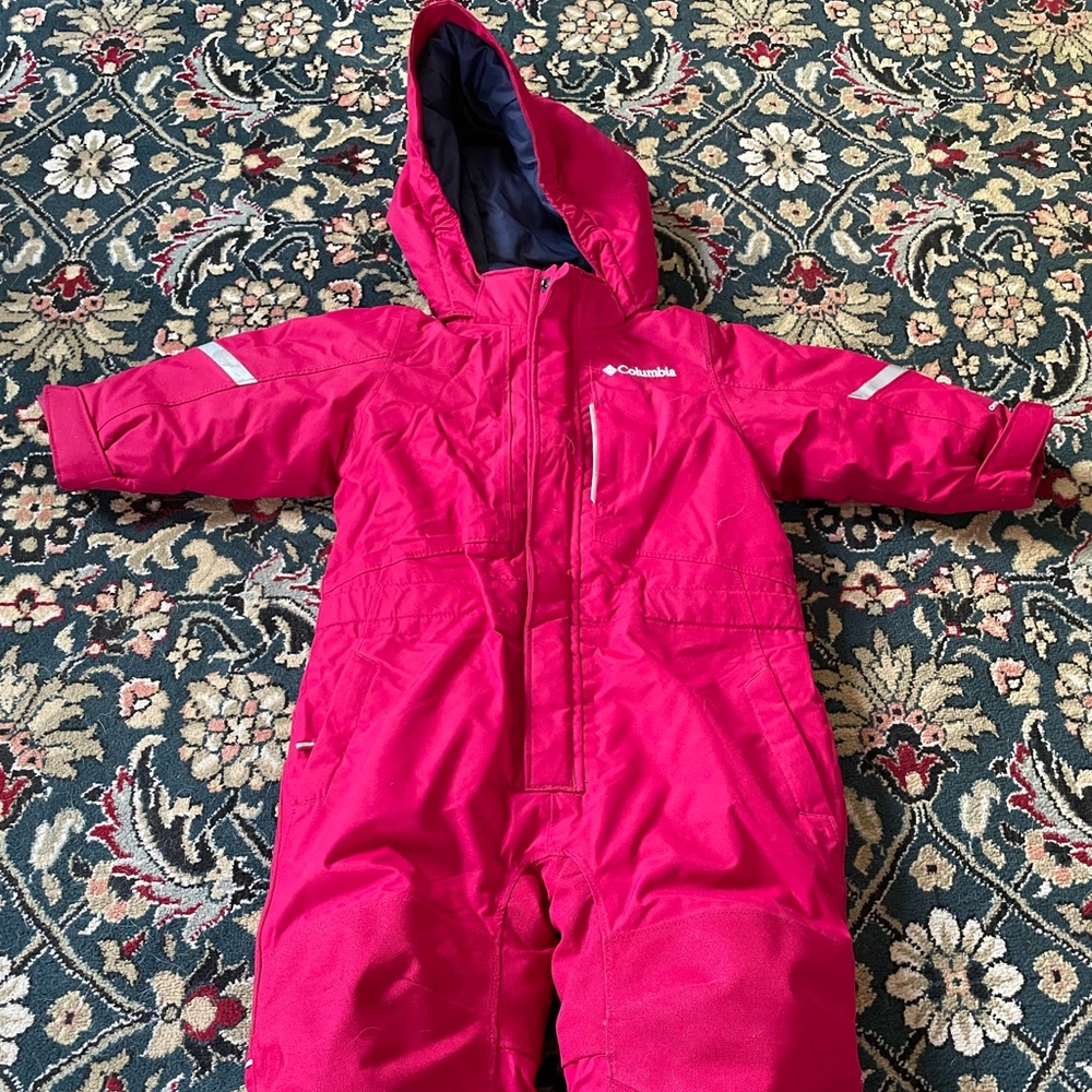Dark pink toddler Columbia snowsuit